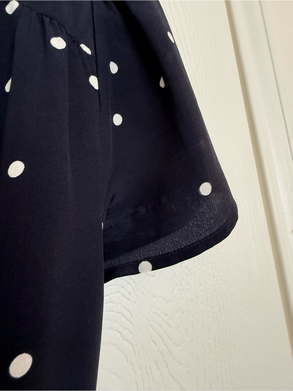 Sezane Anastasia Silk Wrap Dress Navy and White Polka Dot Mini Dress 38 - Picture 8 of 14